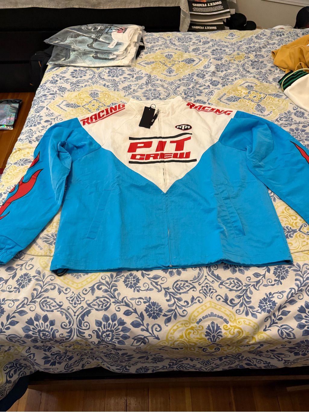 Rta Blue  White Pit Crew Mens Racing Hoodie